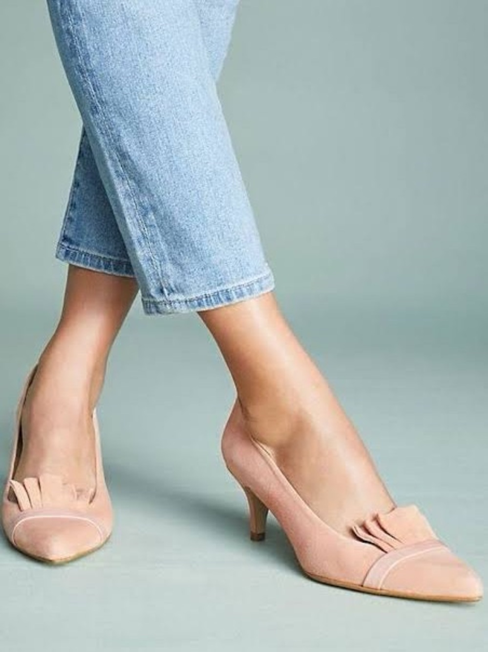 Anthropologie | Women’s Blush Pink ‘Maquillae’ Suede Kitten Heels Pumps Size 9.5